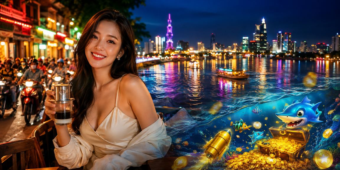Người chơi thưởng thức cà phê và kiểm tra chính sách bảo mật tại vùng sông Mekong